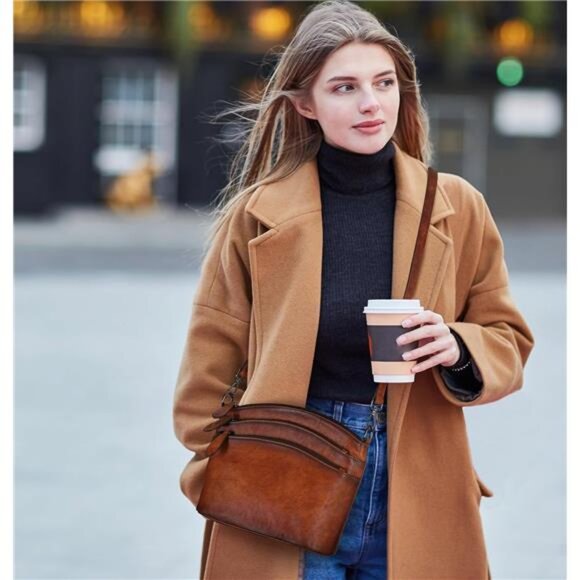 Crossbody Bags for Women Genuine Leather Purses with Multi-Pockets - Picture 2 of 16